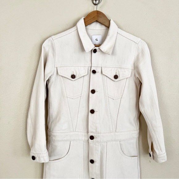 New GWYN Natural Jean Jacket Dress in Beige - Picture 10 of 14